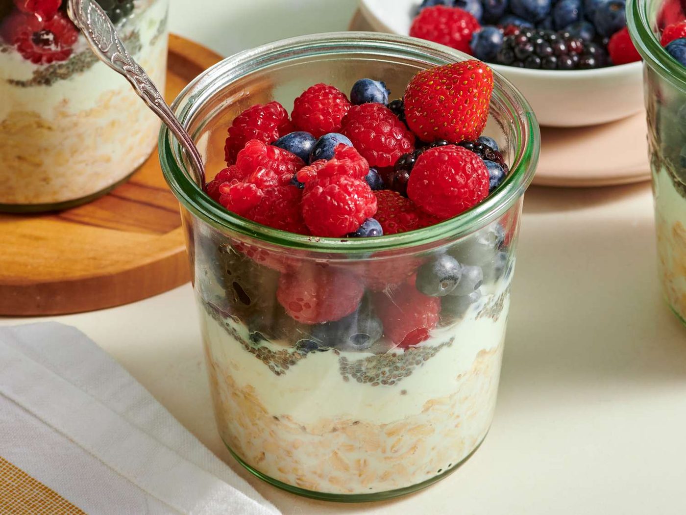 Overnight oats proteico com frutas